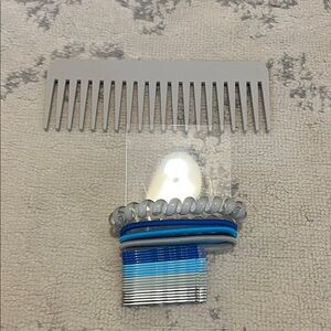 Gray Comb and Blue Hair Accessories Set